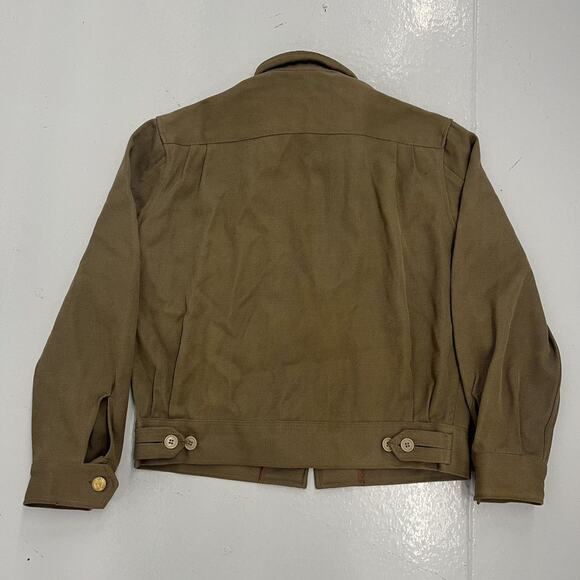 Vintage 40s Lion Green Wool Whipcord Boxy Bomber Jacket - Picture 3 of 5